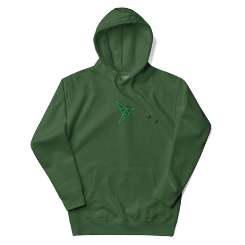 Forrest green  PAPR origami fill hoodie front