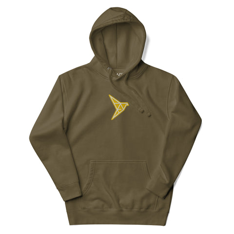 PAPR neo emprint fleece hoodie origami fill military green