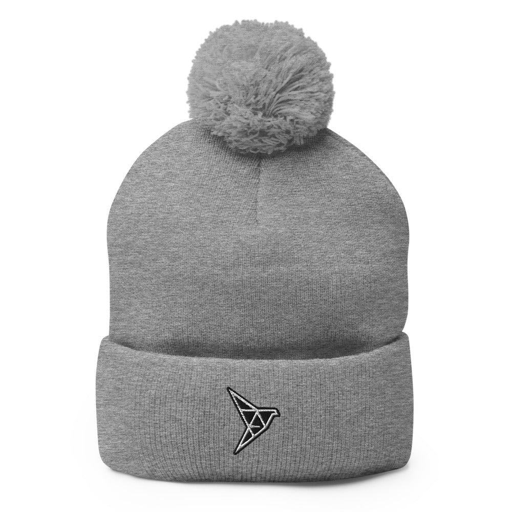 Origami Fill Pom Beanie (Grey)